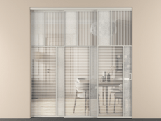 Перегородка Мозаик внутри проёма 3 створки с синхронным механизмом