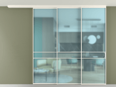 Перегородка Formato вдоль стены на потолок 3 створки с синхронным механизмом