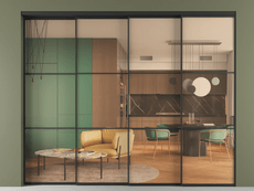 Перегородка Формато внутри проёма 4 створки с синхронным механизмом