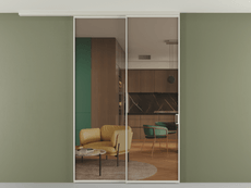 Перегородка Формато вдоль стены на потолок 2 створки с синхронным механизмом