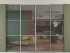 Перегородка Формато внутри проёма скрытое крепление в потолок 4 створки