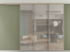 Перегородка Formato вдоль стены на потолок 3 створки с синхронным механизмом