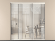 Перегородка Mosaic внутри проёма 3 створки с синхронным механизмом