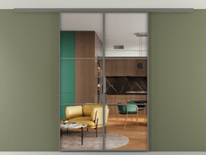 Перегородка Formato вдоль стены на потолок 2 створки