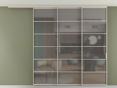 Перегородка Формато вдоль стены на потолок 3 створки с синхронным механизмом