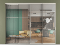 Перегородка Формато внутри проёма 4 створки с синхронным механизмом