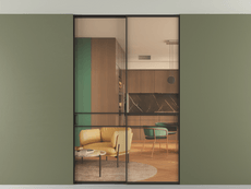 Перегородка Formato внутри проёма скрытое крепление в потолок 2 створки