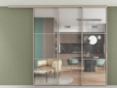 Перегородка Formato вдоль стены на потолок 3 створки с синхронным механизмом