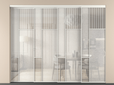 Перегородка Mosaic внутри проёма 4 створки с синхронным механизмом