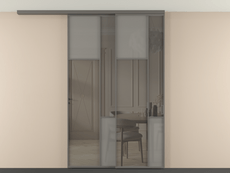 Перегородка Мозаик вдоль стены на потолок 2 створки с синхронным механизмом