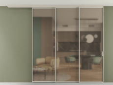 Перегородка Формато вдоль стены на потолок 3 створки с синхронным механизмом