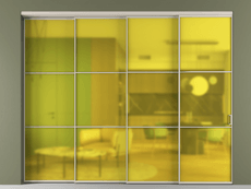 Перегородка Formato внутри проёма 4 створки с синхронным механизмом