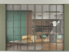 Перегородка Формато внутри проёма скрытое крепление в потолок 4 створки