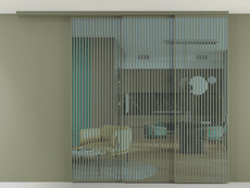 Перегородка Formato вдоль стены на потолок 3 створки с синхронным механизмом