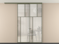 Перегородка Мозаик вдоль стены на потолок 2 створки с синхронным механизмом