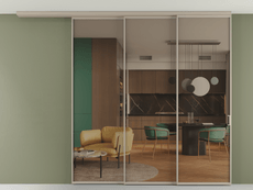 Перегородка Формато вдоль стены на потолок 3 створки с синхронным механизмом