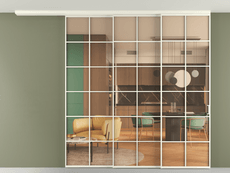 Перегородка Formato вдоль стены на потолок 3 створки с синхронным механизмом