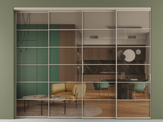 Перегородка Формато внутри проёма 4 створки с синхронным механизмом