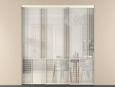 Перегородка Мозаик внутри проёма 3 створки с синхронным механизмом