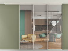 Перегородка Формато вдоль стены на потолок 3 створки с синхронным механизмом