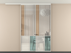 Перегородка Мозаик вдоль стены на потолок 2 створки с синхронным механизмом