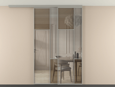 Перегородка Mosaic вдоль стены на потолок 2 створки с синхронным механизмом