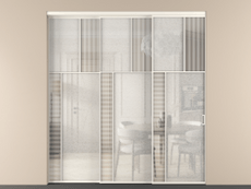 Перегородка Мозаик внутри проёма 3 створки с синхронным механизмом