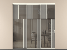 Перегородка Mosaic внутри проёма 3 створки с синхронным механизмом