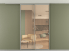 Перегородка Формато вдоль стены на потолок 2 створки с синхронным механизмом