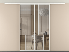 Перегородка Mosaic вдоль стены на потолок 2 створки