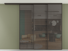 Перегородка Формато вдоль стены на потолок 3 створки с синхронным механизмом