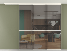 Перегородка Формато вдоль стены на потолок 3 створки с синхронным механизмом