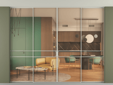 Перегородка Formato внутри проёма скрытое крепление в потолок 4 створки