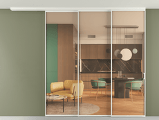 Перегородка Формато вдоль стены на потолок 3 створки с синхронным механизмом