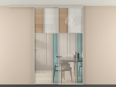 Перегородка Мозаик вдоль стены на потолок 2 створки с синхронным механизмом