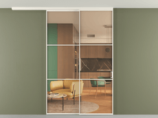 Перегородка Formato вдоль стены на потолок 2 створки с синхронным механизмом