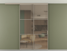 Перегородка Формато вдоль стены на потолок 2 створки с синхронным механизмом