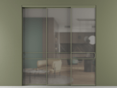 Перегородка Formato внутри проёма 3 створки с синхронным механизмом