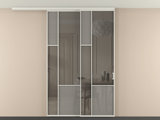 Перегородка Мозаик вдоль стены на потолок 2 створки с синхронным механизмом