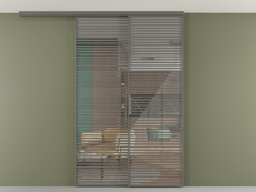 Перегородка Формато вдоль стены на потолок 2 створки с синхронным механизмом