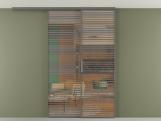 Перегородка Формато вдоль стены на потолок 2 створки с синхронным механизмом