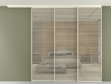 Перегородка Formato вдоль стены на потолок 3 створки с синхронным механизмом