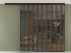 Перегородка Formato вдоль стены на потолок 3 створки с синхронным механизмом