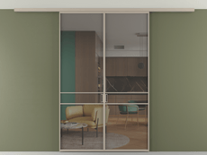 Перегородка Formato вдоль стены на потолок двустворчатая