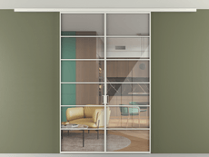 Перегородка Формато вдоль стены на потолок 2 створки