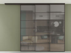 Перегородка Формато вдоль стены на потолок 3 створки с синхронным механизмом