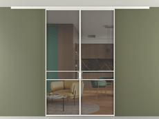 Перегородка Формато вдоль стены на потолок 2 створки