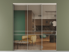 Перегородка Formato внутри проёма 3 створки с синхронным механизмом