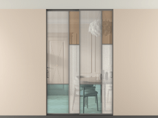 Перегородка Мозаик внутри проёма скрытое крепление в потолок 2 створки