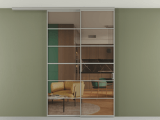 Перегородка Формато вдоль стены на потолок 2 створки с синхронным механизмом